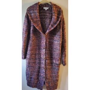 Knox Rose Sz L Long Chunky Knit Button Front Cardigan Sweater Coat Wool Alpaca